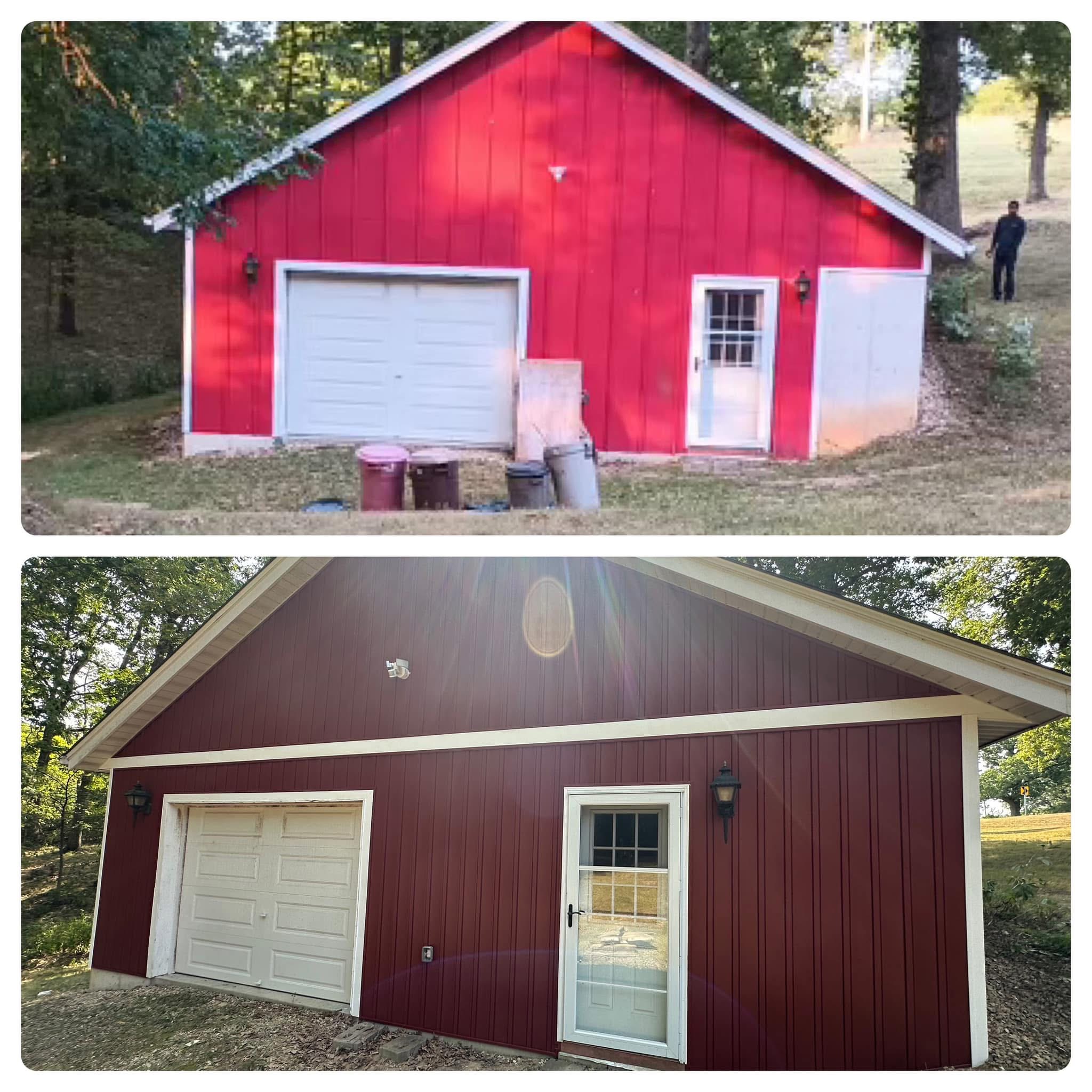 Before after detached garage siding installation in Barnhart MO