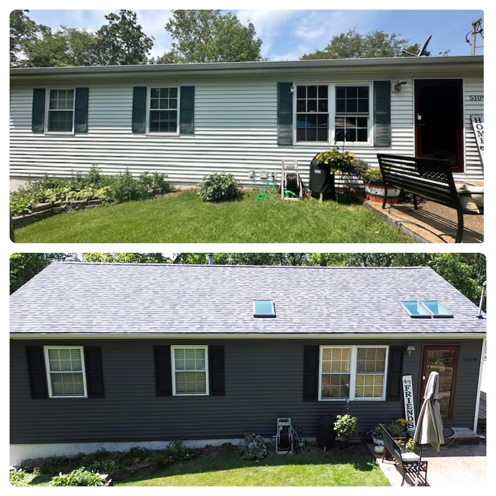 Before after grey siding installation in Festus MO