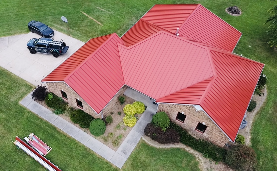 Finished premium red metal roof